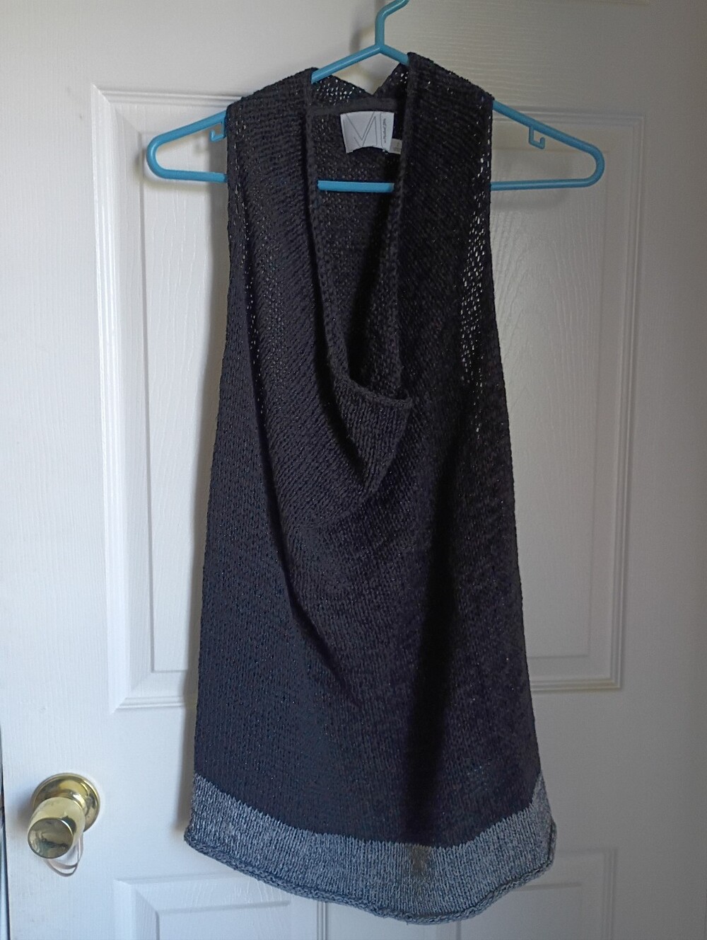 M By Michael Stars Womens Knit Cowl Neck Sleeveless Sweater Size 1 Black & Gray